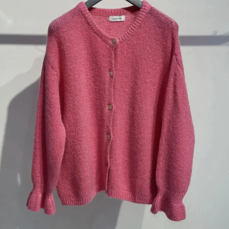 CC MOHAIR CARDIGAN WITH FLOUNCE SLEEVE Wool Fabric Cashmere Fabric Tweed Fabric