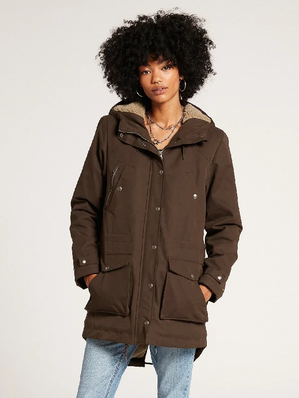 Walk On By 5K Parka Jacket - Dark Brown Warm Classic Winter Parka