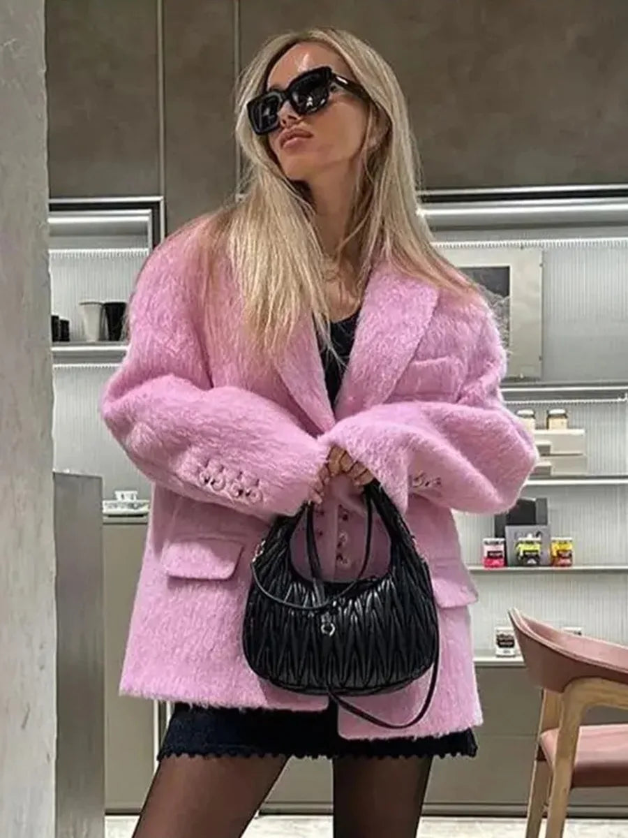 Advbridge Winter Pink Plush Jacket Women's Parkas Vintage Lapel Neck Single Breasted Coats Lady Elegant Long Sleeve Casual Jacket 2024 Elegant Mid-Length Parka Advbridge Winter Pink Plush Jacket Women's Parkas Vintage Lapel Neck Single Breasted Coats Lady Elegant Long Sleeve Casual Jacket 2024 Elegant Mid-Length Parka