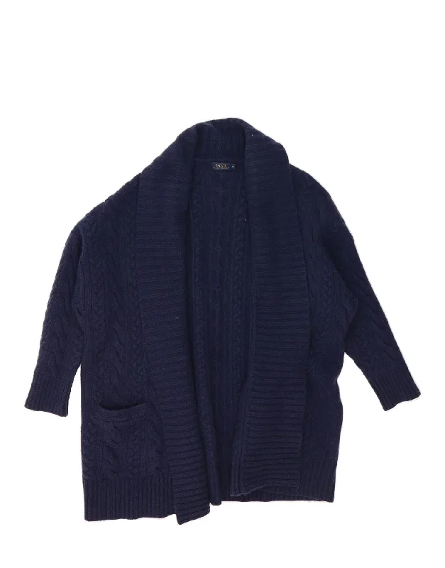 POLO RALPH LAUREN Womens Longline Cardigan Sweater UK 14 Medium Navy Blue Boxy Cardigan Fitted Cardigan A-Line