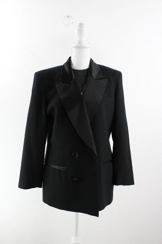 Vintage Black Blazer (12) Silk Women's Blazer