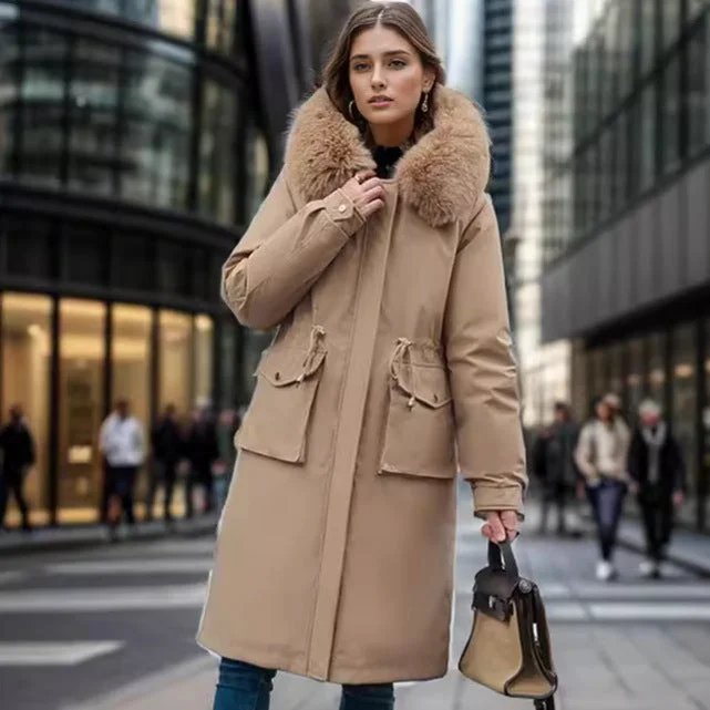 Parka Women's Overknee Long Cotton Coat Jacket Trench Coat + Lightweight Windproof Parka Coat Parka Women's Overknee Long Cotton Coat Jacket Trench Coat + Lightweight Windproof Parka Coat