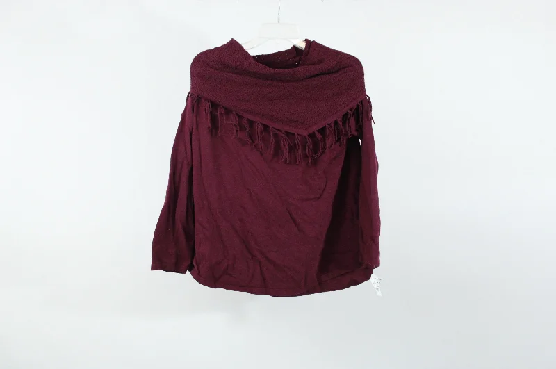 Style & Co. Maroon Sweater | Size 0X Faux Fur Fabric Real Fur Fabric Shearling Fabric