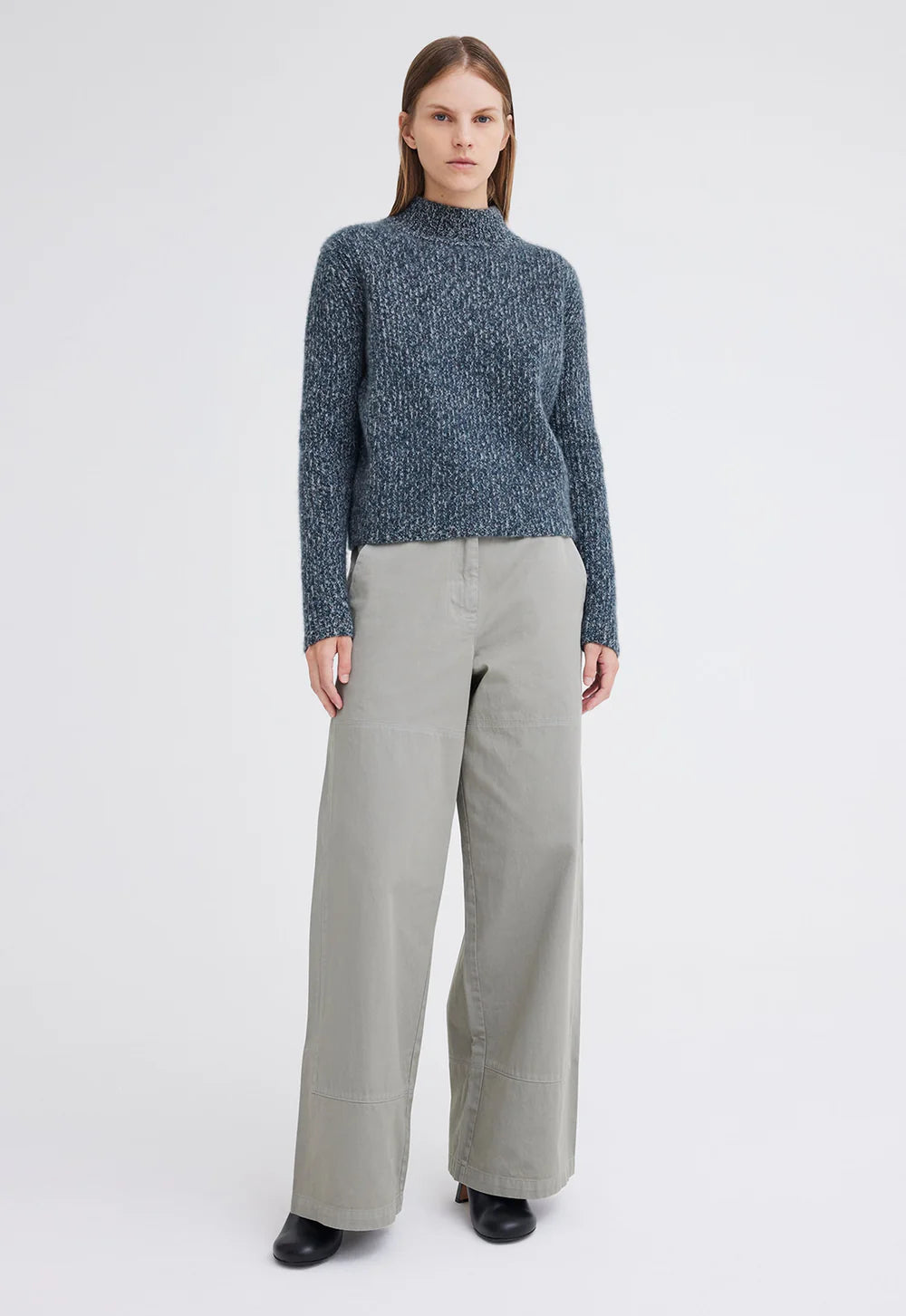 Lanny Cashmere Sweater in Flaxen / Char Marle / Bavaria Tailored Straight A-Line