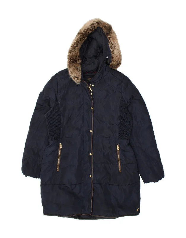 JOULES Womens Hooded Parka Jacket UK 16 Large Navy Blue Polyester Classic Thick Winter Parka JOULES Womens Hooded Parka Jacket UK 16 Large Navy Blue Polyester Classic Thick Winter Parka
