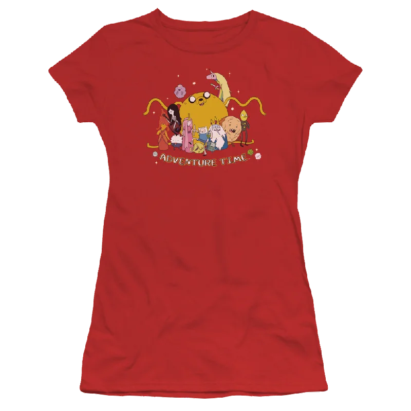 Adventure Time Outstretched - Juniors T-Shirt Chenille Fabric Brocade Fabric Lace Fabric Adventure Time Outstretched - Juniors T-Shirt Chenille Fabric Brocade Fabric Lace Fabric