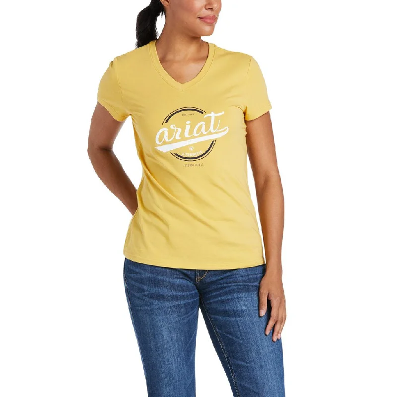 Ariat Womens Authentic Logo T-shirt - Local Honey Chenille Fabric Brocade Fabric Lace Fabric