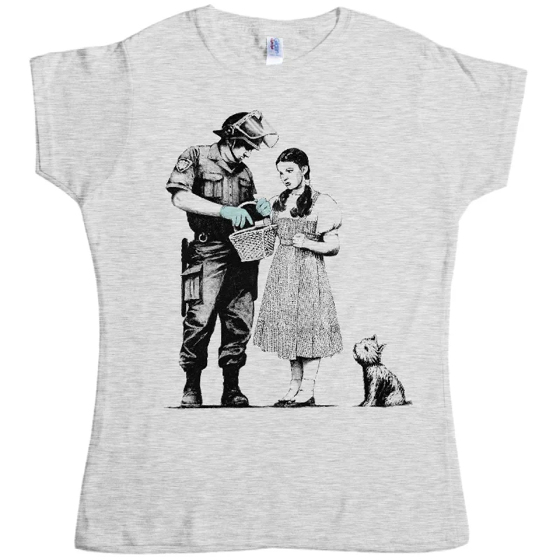 Banksy Stop And Search Womens Fitted T-Shirt Casual Formal Business