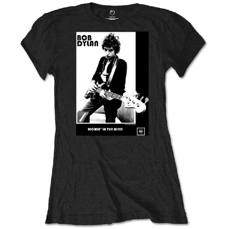 Bob Dylan Blowing in the Wind Ladies T-Shirt Front Pockets Side Pockets Patch Pockets