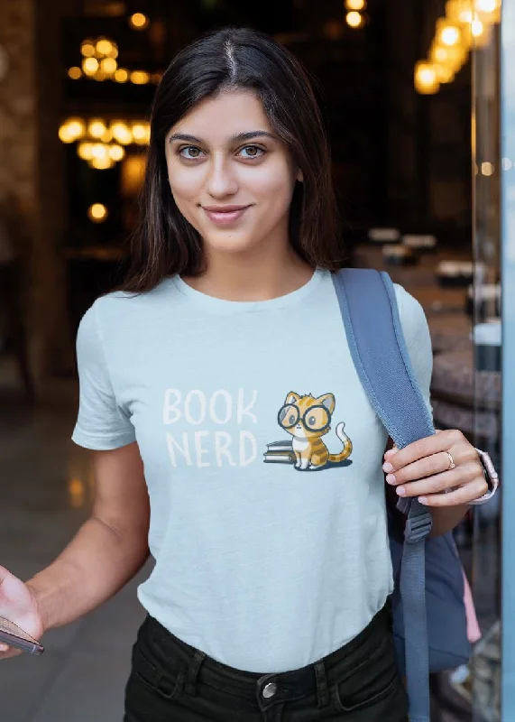 Book Nerd Women Half Sleeve T-Shirt Nylon Fabric Polyester Fabric Spandex Fabric