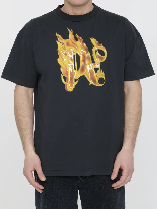 Burning Monogram T-shirt Chenille Blend Fleece Blend Nylon Blend
