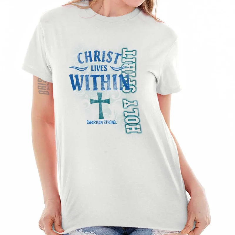 Christ Lives Within T Shirt Striped Floral Plaid