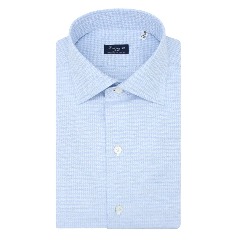 Classic Naples silk and light blue houndstooth cotton shirt. Carlo Riva Striped Floral Plaid Classic Naples silk and light blue houndstooth cotton shirt. Carlo Riva Striped Floral Plaid