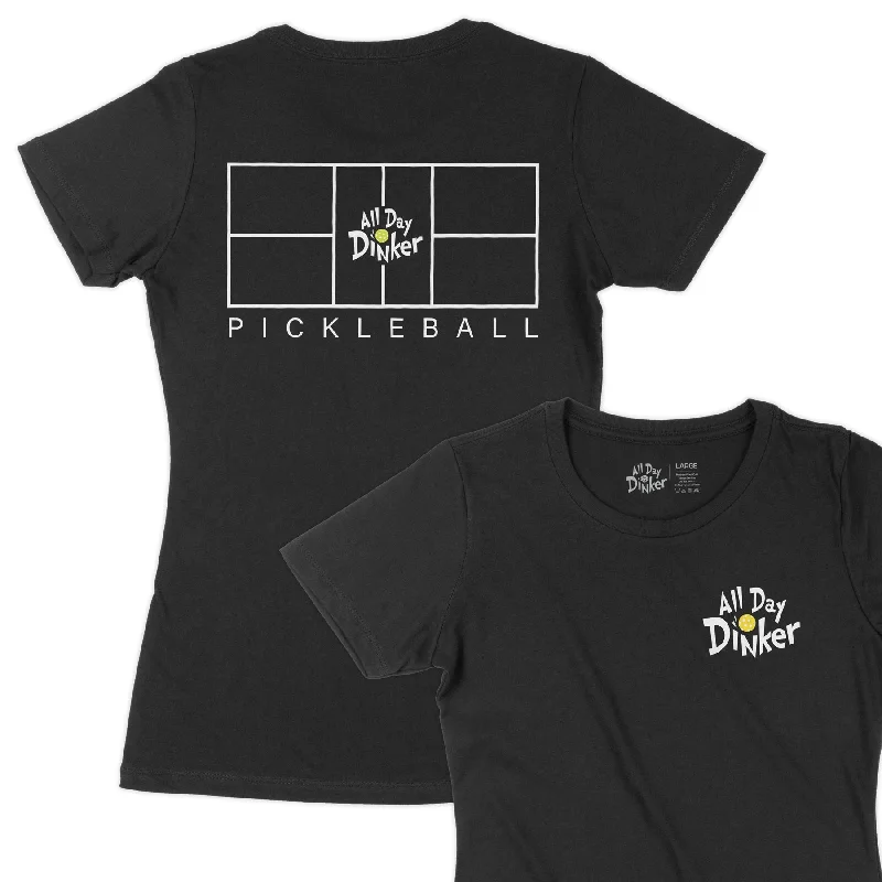 Pickleball Court - Women's T-Shirt Front Pockets Side Pockets Patch Pockets