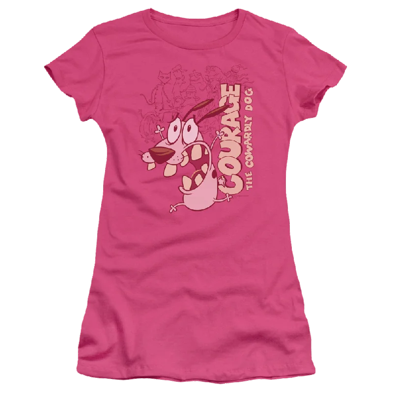 Courage The Cowardly Dog Running Scared - Juniors T-Shirt Mesh Blend Leather Blend Suede Blend