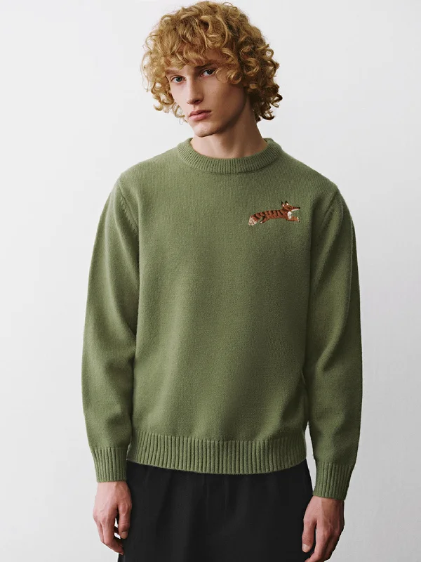 Crew Neck Knitted T-Shirts Welt Pockets Slit Pockets