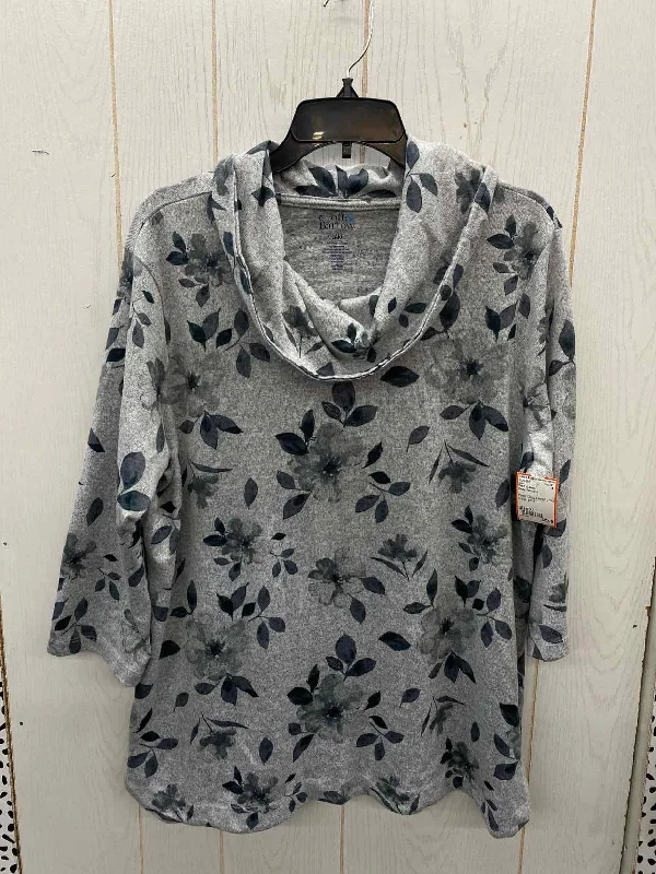 Croft & Barrow Gray Womens Size XL Shirt Graphic T-Shirt Round Neck Polyester