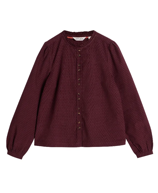 Daria Cord Shirt - Mid Plum Zippered Front Buttoned Front Snap Front