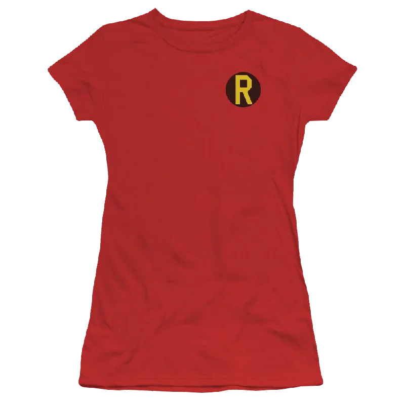 DC Comics Robin Logo - Juniors T-Shirt Polka Dot Checkered Tartan