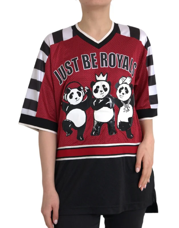 Dolce & Gabbana Multicolor Royals Panda Oversized T-shirt Chenille Fabric Brocade Fabric Lace Fabric