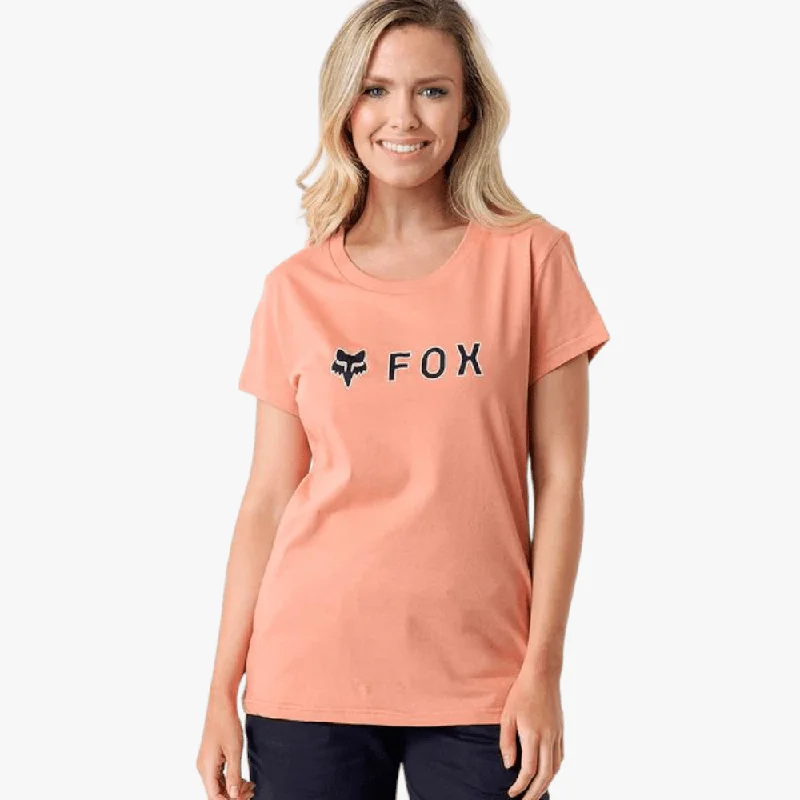 Fox Womens Absolute Short Sleeve Tee Salmon Solid Color Striped Floral