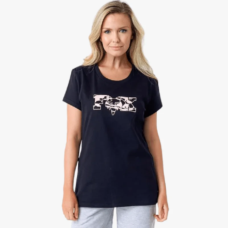 Fox Womens Cienga Short Sleeve Tee Black Jersey Fabric Tulle Fabric Batik Fabric