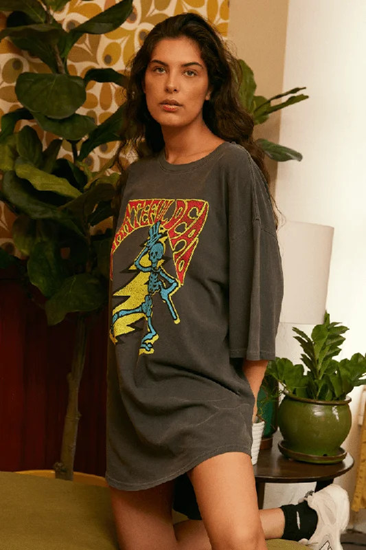 Grateful Dead Dancing Skeleton Oversized Tee Mesh Fabric Canvas Fabric Denim Fabric