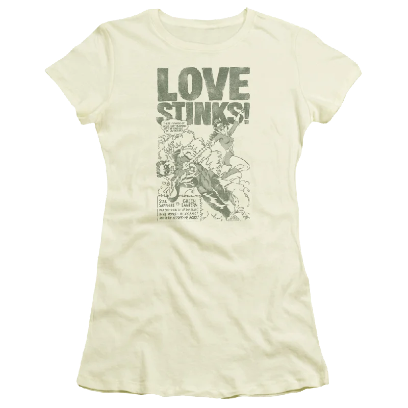 Green Lantern Love Stinks - Juniors T-Shirt Ribbed Striped Patterned