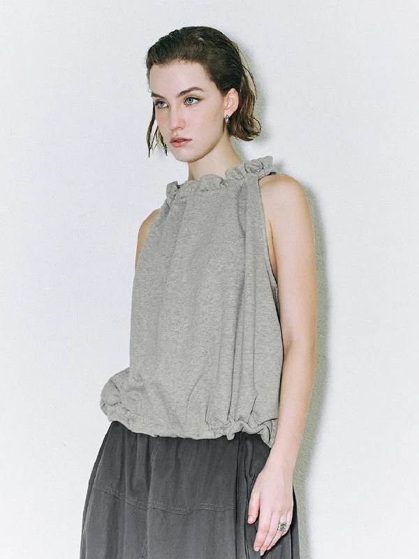 Halter Neck Loose Sleeveless T-Shirts Cozy Warm Stylish