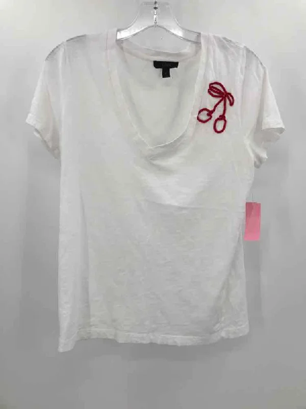 Pre-Owned J Crew White Size Large T-shirt Chenille Blend Fleece Blend Nylon Blend