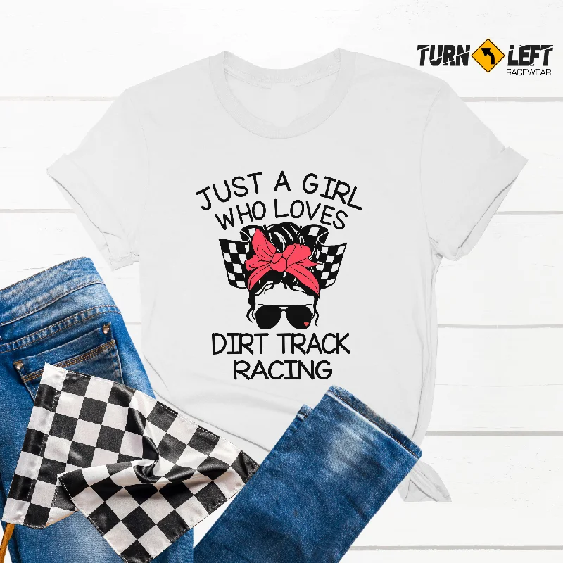 Just A Girl Who Love Dirt Track Racing Messy Bun T-Shirt Rayon Fabric Velvet Fabric Corduroy Fabric