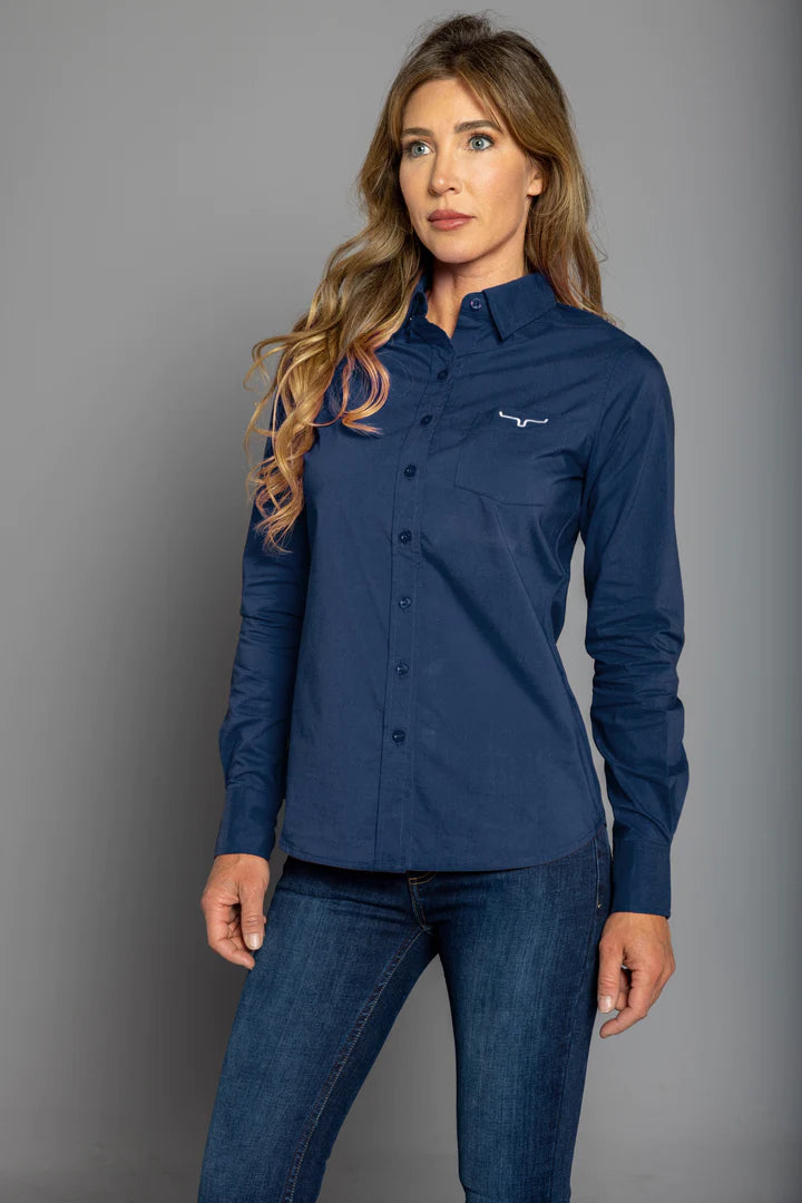 Kimes Ranch Ladies Kr Team Shirt Long - Navy Oversized T-Shirt Spandex breathable
