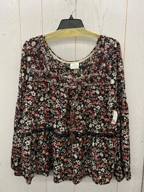 Knox Rose Black Womens Size 18 Shirt Denim Fabric Leather Fabric Suede Fabric
