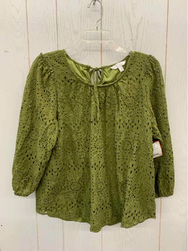 Lauren Conrad Olive Womens Size L Shirt Cashmere Blend Cotton Blend Poly Blend