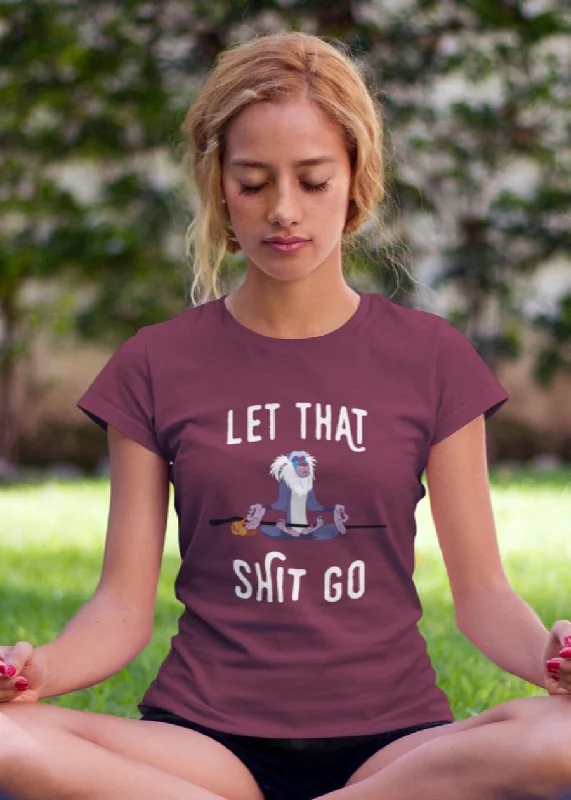 Let Shit Go Women Half Sleeve T-Shirt Print Jacquard Patchwork