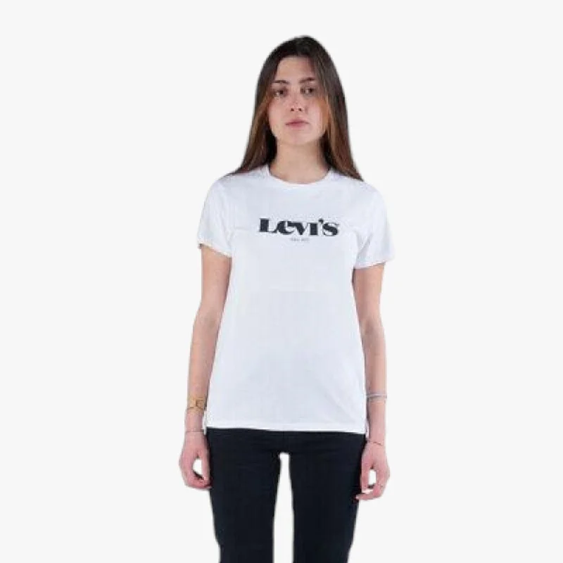 Levi's Women The Perfect New Logo Ii Short Sleeve Tee White Mesh Fabric Canvas Fabric Denim Fabric Levi's Women The Perfect New Logo Ii Short Sleeve Tee White Mesh Fabric Canvas Fabric Denim Fabric