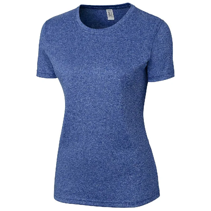 Clique Women's Blue Heather Charge Active Tee Chenille Brocade Lace