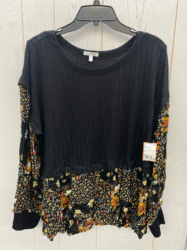 Maurices Black Womens Size XL Shirt Satin Blend Silk Blend Wool Blend