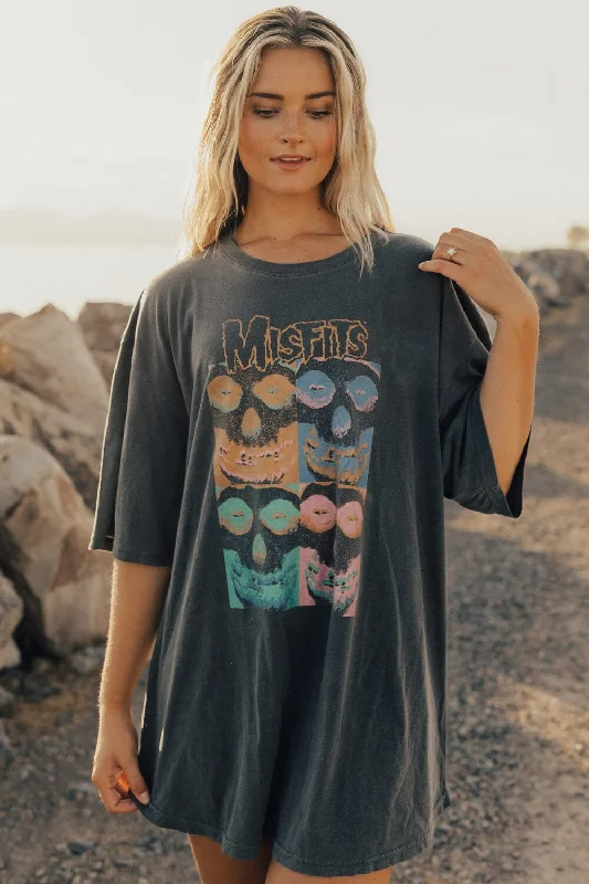 Misfits Oversized Repeat Tee Striped Floral Plaid