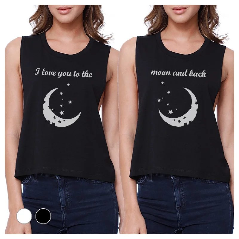 Moon And Back BFF Matching Crop Top Womens Sleeveless Tee Cozy Warm Stylish