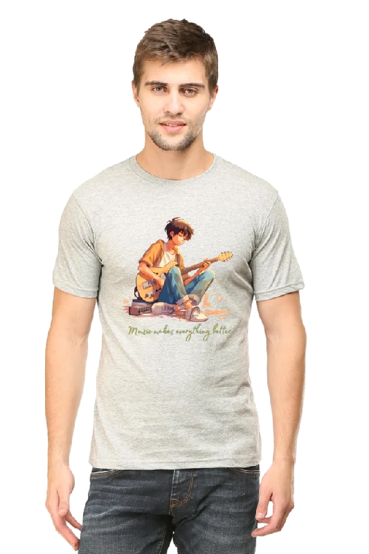 Music makes everything better  - Classic Unisex T-shirt Satin Blend Silk Blend Wool Blend