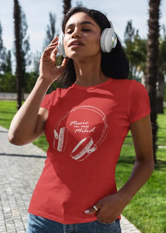 Music on my mind Women Half Sleeve T-Shirt Front Pockets Side Pockets Patch Pockets