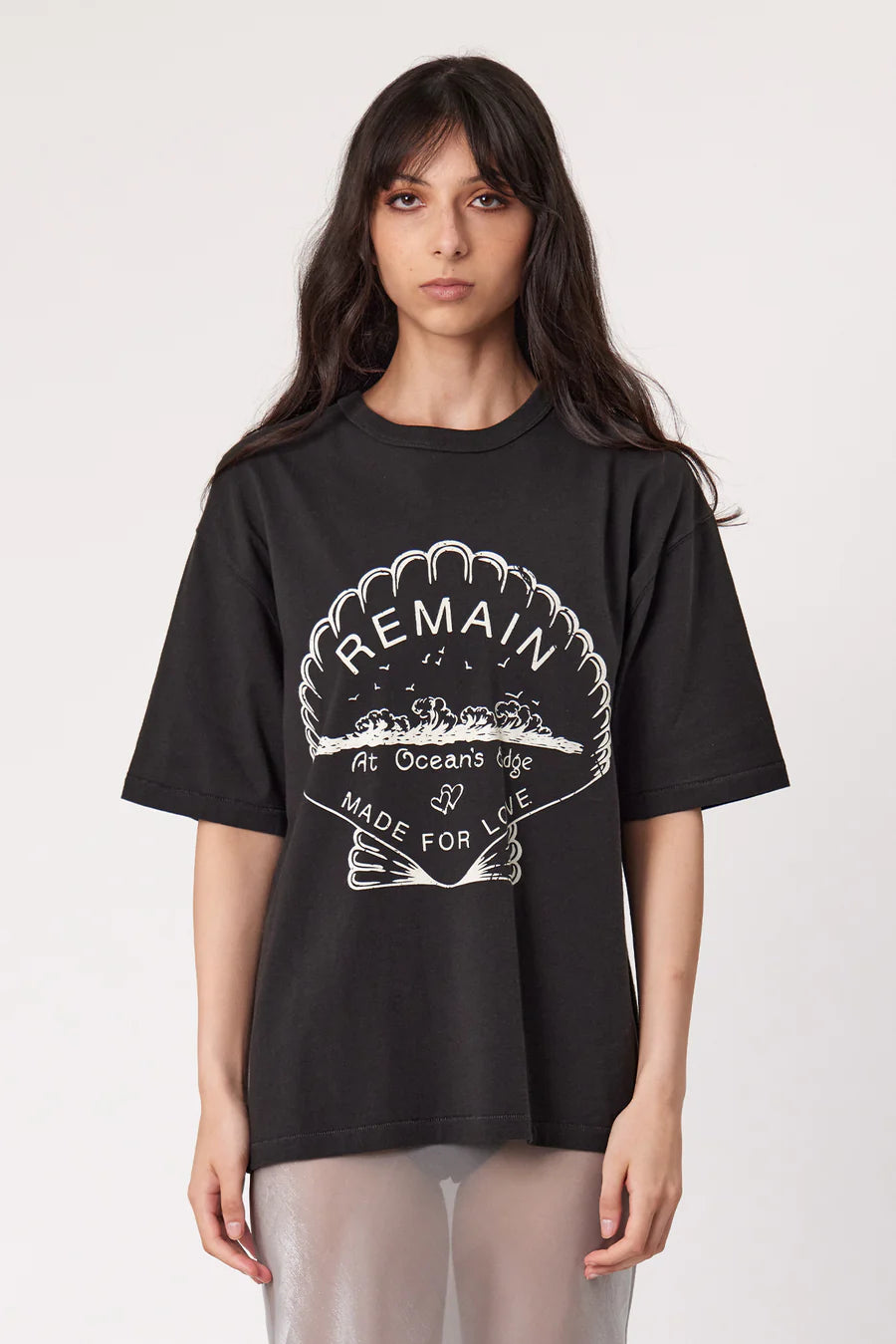 Ocean's Edge Tee Washed Blk Print Jacquard Patchwork