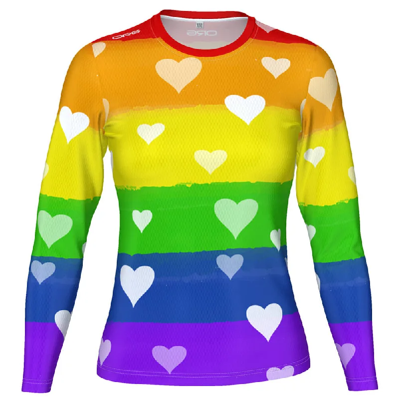 FMR Rainbow Love Women's Technical Long Sleeve Running Shirt Satin Fabric Silk Fabric Chiffon Fabric FMR Rainbow Love Women's Technical Long Sleeve Running Shirt Satin Fabric Silk Fabric Chiffon Fabric