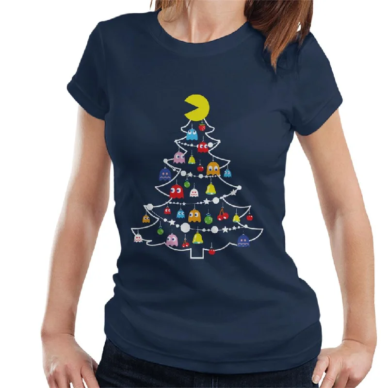 Pac-Man Christmas Tree Baubles Women's T-Shirt Terry Blend Velvet Blend Canvas Blend