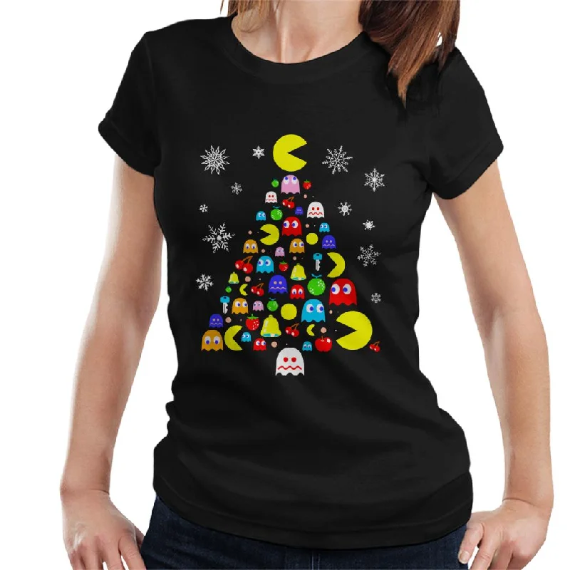 Pac-Man Christmas Tree Of Characters Women's T-Shirt Machine Wash Dry Clean Hand Wash Pac-Man Christmas Tree Of Characters Women's T-Shirt Machine Wash Dry Clean Hand Wash