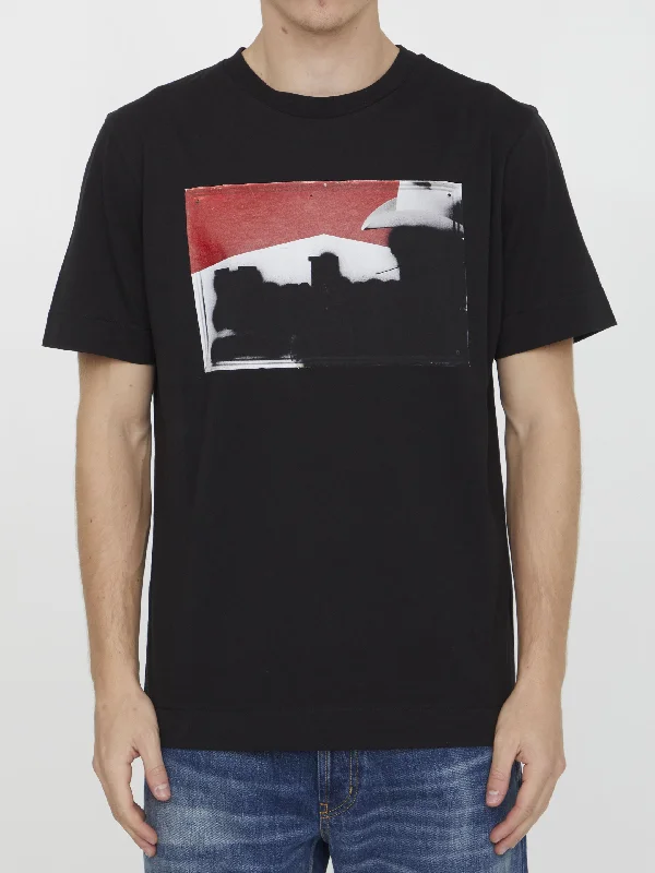 Printed Cotton T-shirt Zippered Front Buttoned Front Snap Front