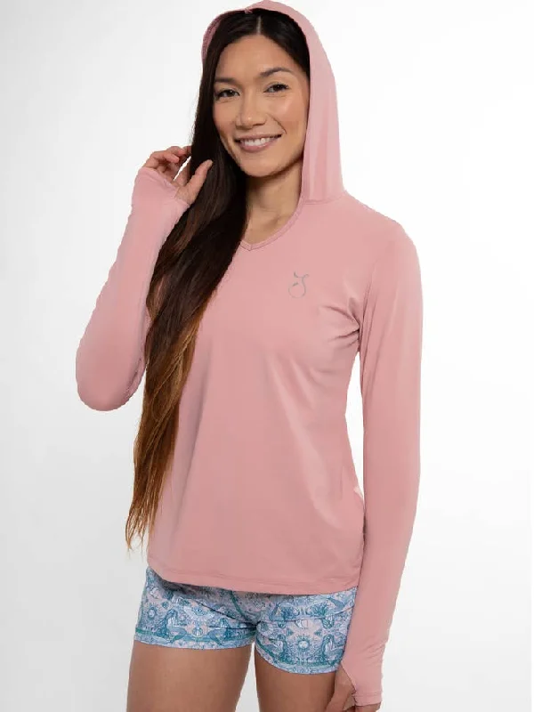 Reel Skipper Classic Performance Hood UV Shirt - Pink Print Jacquard Patchwork