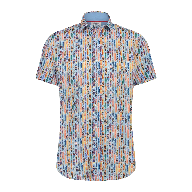 A Fish Named Fred Short Sleeve Surfboard Shirt Print Jacquard Patchwork