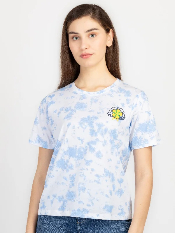 Womens Front & Back Print Round Neck T-Shirt Front Pockets Side Pockets Patch Pockets Womens Front & Back Print Round Neck T-Shirt Front Pockets Side Pockets Patch Pockets